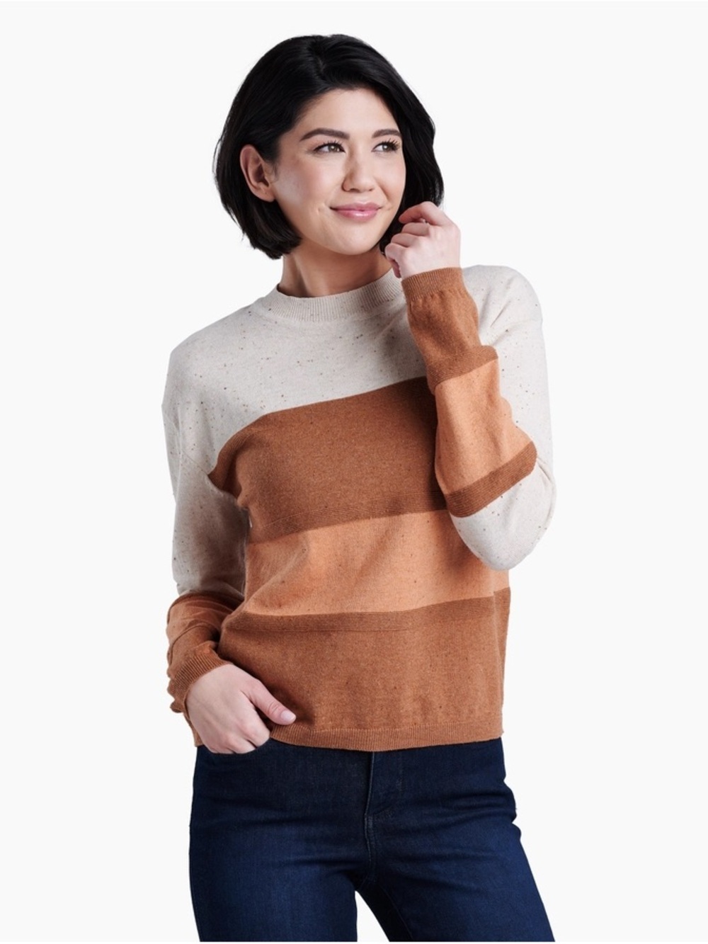 Kuhl Valencia Sweater Women's Large Brown & Beige Striped